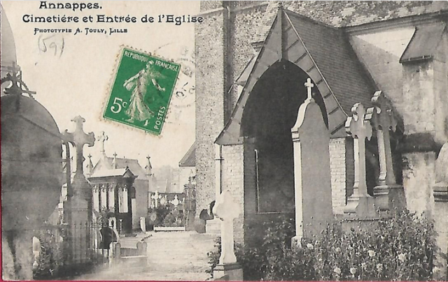 132 annappes - cimetiere et entree de l eglise